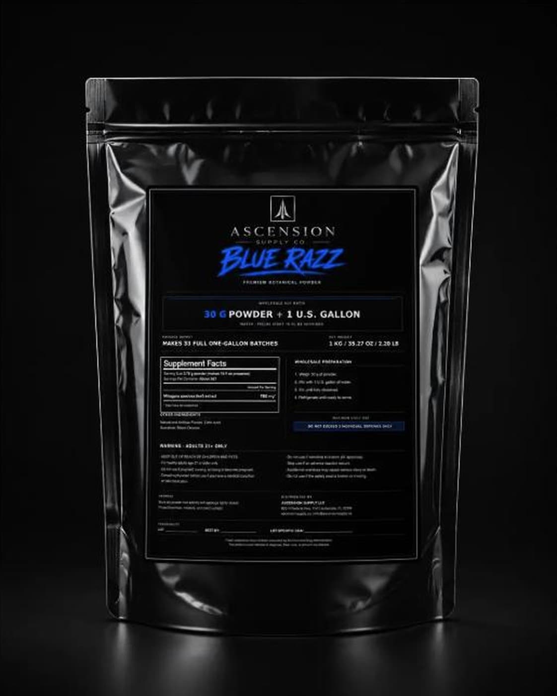 Blue Razz — Ascension Powder 1kg Wholesale Bag