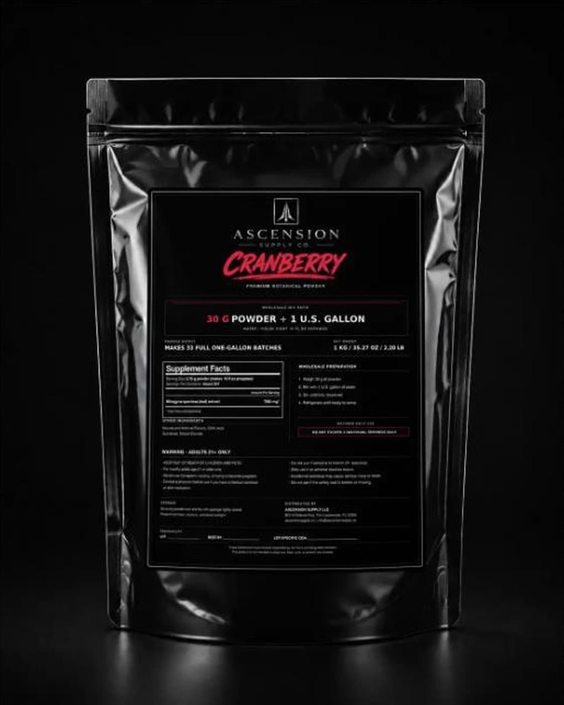 Cranberry — Ascension Powder 1kg Wholesale Bag
