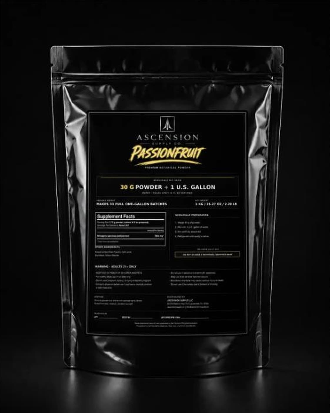 Passionfruit — Ascension Powder 1kg Wholesale Bag