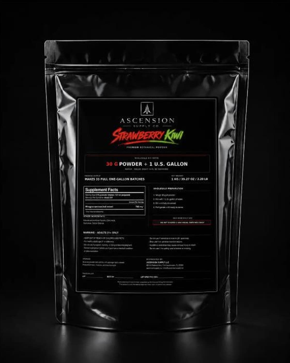 Strawberry Kiwi — Ascension Powder 1kg Wholesale Bag